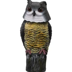Sale INN Fake Owl 17x17x38cm med självlysande ögon Owl Decoy Realistisk simulering av fågelskrämmremedel för att skrämma duvor och fåglar För Fåglar & Småvilt