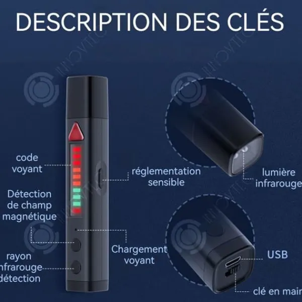 INN Kamera Detektor 300 mAh Doldetekter fyr-i-en GPS Spårare Avlyssningsmikrofon Detektor Trådlös RF Svart Säkerhetsmonitorer & Videokameror