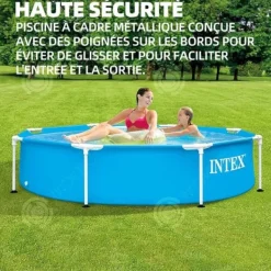 INN Pool med metallram 2,44x2,44x0,51m PVC 1828 liter blå poolsats metallram havspool metallram rund rörformad