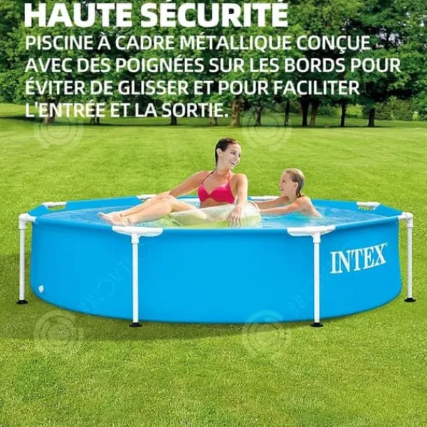 INN Pool med metallram 2,44x2,44x0,51m PVC 1828 liter blå poolsats metallram havspool metallram rund rörformad