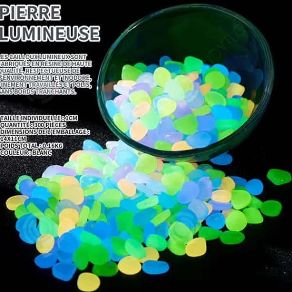 Outlet INN självlysande stenar 300 st självlysande sten utomhus konstgjorda småsten Fluorescerande dekoration för trädgårdsgångar Aquarium White Trädgårdsstenar & Klivstenar