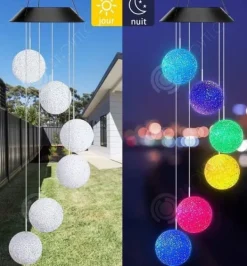 INN Solar Wind Chimes Lamp 78cm LED Utomhus Vattentät Dekorativa Lampor Sfäriska Ambient Light String Lights Vinddekoration