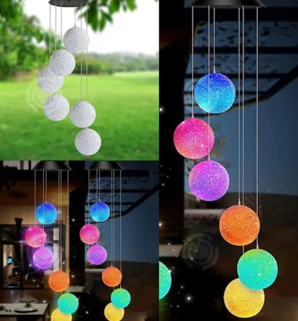 INN Solar Wind Chimes Lamp 78cm LED Utomhus Vattentät Dekorativa Lampor Sfäriska Ambient Light String Lights Vinddekoration