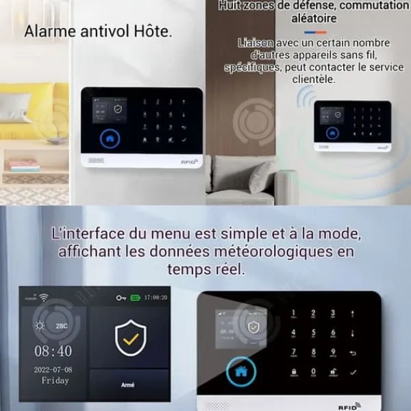 Best INN Trådlöst hemsäkerhetsalarm med 2,4 tum färg-TFT pekskärm 2g/4g+wifi infraröda säkerhetssystem för hemmet Hemlarmsystem