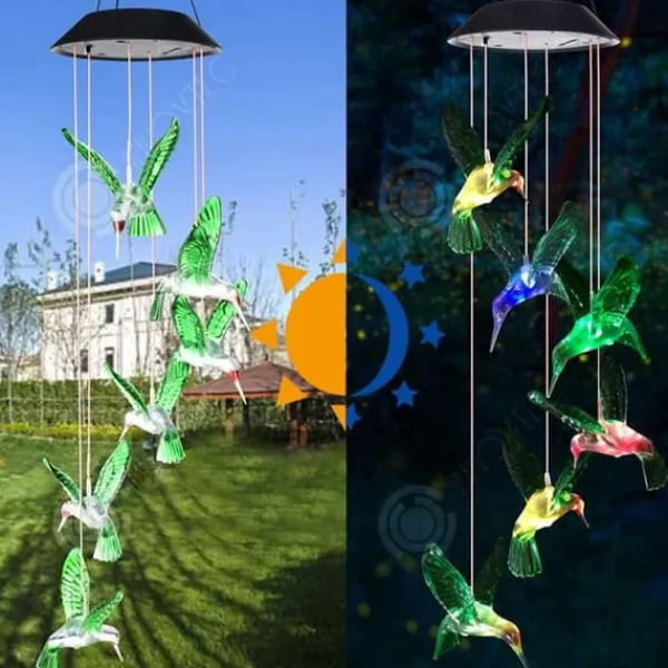 INN Wind Chime 12,5x70cm 600mah IP44 6 LEDs Intelligent ljusstyrning Utomhus Wind Chime Solar Wind Chime