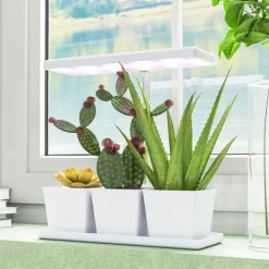 New Inomhus växtlampa - Fullspektrum grow light - 30 LED - Höjdjusterbar - Automatisk timer 8/12/16/24 h - Fristående - 3 lådor - Vit Kit För Växt- & Örtplantering