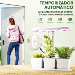 New Inomhus växtlampa - Fullspektrum grow light - 30 LED - Höjdjusterbar - Automatisk timer 8/12/16/24 h - Fristående - 3 lådor - Vit Kit För Växt- & Örtplantering