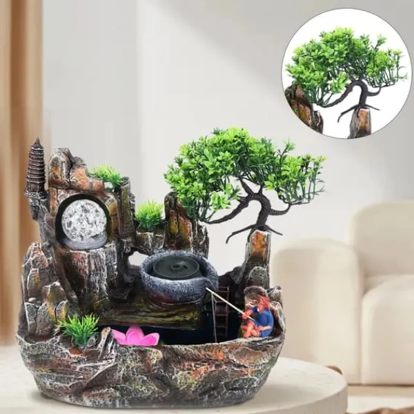 Hot Inomhusfontän - Bordfontän - Vattenfall - LED Med Färgskifte - 220V - Harts - Traditionell Kinesisk Stil - Zen Meditation Fontäner & Dammar