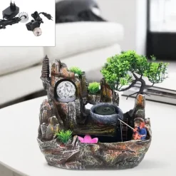 Hot Inomhusfontän - Bordfontän - Vattenfall - LED Med Färgskifte - 220V - Harts - Traditionell Kinesisk Stil - Zen Meditation Fontäner & Dammar
