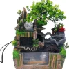 Online Inomhusfontän - Bordfontän med akvarium - LED-belysning - Dimgenerator - Vattenfall - 30 x 18 x 33 cm - Harts - 220 V - Brun Fontäner & Dammar