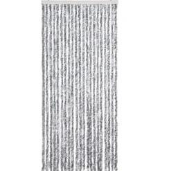 Insektsdraperi med chenillesträngar - Skydda ditt hem mot insekter | Färg: Vit och Grå | Storlek: 90x220 cm