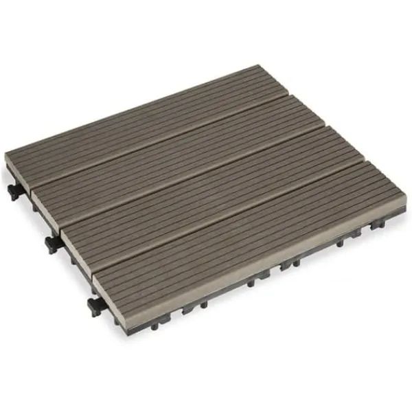 Interlocking golvplattor Ibergarden Svart Trä Polyetylen Komposit 30 x 2,6 x 30 cm