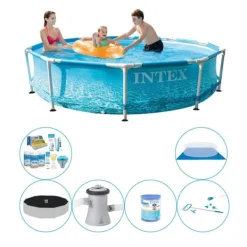 Clearance Intex metallram Rund Beachside 305x76 cm - Poolkombinationsset Pooler