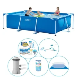 Intex rampool rektangulär 300x200x75 cm - 6-delad - simbassäng med tillbehör