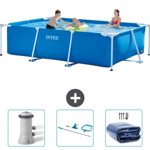 Hot Intex rektangulär ram swimmingpool - 300 x 200 x 75 cm - Blå - ingår Tillbehör CB81 Pooler