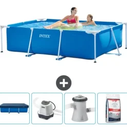 Intex rektangulär ram swimmingpool - 220 x 150 x 60 cm - Blå - ingår Tillbehör CB53
