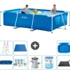 Hot Intex rektangulär ram swimmingpool - 300 x 200 x 75 cm - Blå - ingår Tillbehör A181 Pooler