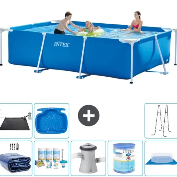 Intex rektangulär ram swimmingpool - 300 x 200 x 75 cm - Blå - ingår Tillbehör A203 Pooler