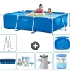 Hot Intex rektangulär ram swimmingpool - 220 x 150 x 60 cm - Blå - ingår Tillbehör A18 Pooler