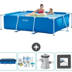 Sale Intex rektangulär ram swimmingpool - 220 x 150 x 60 cm - Blå - ingår Tillbehör CB3 Pooler