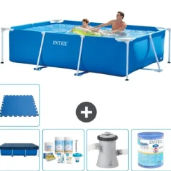 Outlet Intex rektangulär ram swimmingpool - 260 x 160 x 65 cm - Blå - ingår Tillbehör A71 Pooler