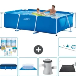 Best Intex rektangulär ram swimmingpool - 260 x 160 x 65 cm - Blå - ingår Tillbehör CB97 Pooler