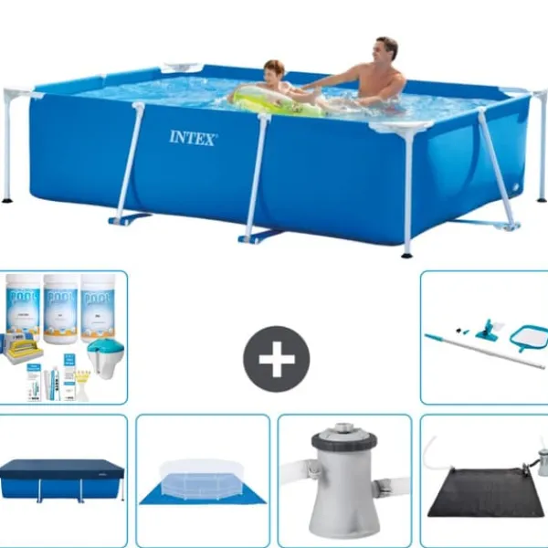 Sale Intex rektangulär ram swimmingpool - 260 x 160 x 65 cm - Blå - ingår Tillbehör CB97 Pooler