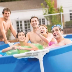 Discount Intex rektangulär ram swimmingpool - 260 x 160 x 65 cm - Blå - ingår Tillbehör A111 Pooler
