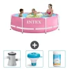 Online Intex Round Frame Swimming Pool - 244 x 76 cm - Rosa - Ingår Tillbehör CB77 Pooler