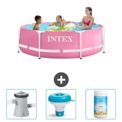 Online Intex Round Frame Swimming Pool - 244 x 76 cm - Rosa - Ingår Tillbehör CB77 Pooler