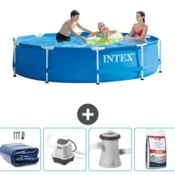 Clearance Intex Round Frame Swimming Pool - 305 x 76 cm - Blå - Ingår Tillbehör CB54 Pooler
