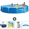 Clearance Intex Round Frame Swimming Pool - 366 x 76 cm - Blå - Ingår Tillbehör CB8 Pooler