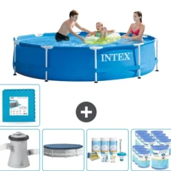 Sale Intex Round Frame Swimming Pool - 305 x 76 cm - Blå - Inklusive Tillbehör - CB16 Pooler