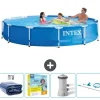 Intex Round Frame Swimming Pool - 366 x 76 cm - Blå - Ingår Tillbehör CB14 Pooler