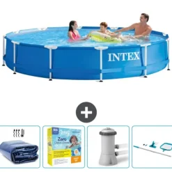 Intex Round Frame Swimming Pool - 366 x 76 cm - Blå - Ingår Tillbehör CB14 Pooler