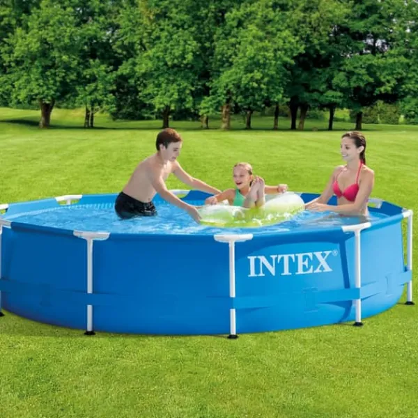 Intex Round Frame Swimming Pool - 305 x 76 cm - Blå - Inklusive Tillbehör - CB91