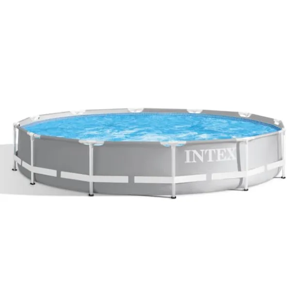 Intex Round Prism Frame Pool - 366 x 76 cm - Grå - Ingår Tillbehör CB14 Pooler