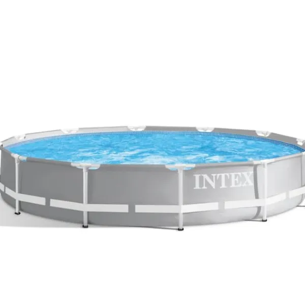 Outlet Intex Round Prism Frame Pool - 366 x 76 cm - Grå - Inklusive Tillbehör - CB92 Pooler
