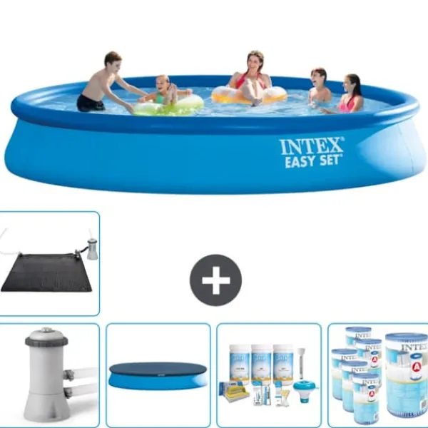 Hot Intex Rund Uppblåsbar Easy Set Pool - 457 x 84 cm - Blå - Inklusive Tillbehör - CB18 Pooler