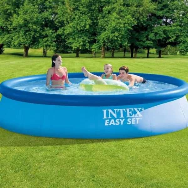 Sale Intex Rund Uppblåsbar Easy Set Pool - 396 x 84 cm - Blå - Inklusive Tillbehör - CB87 Pooler