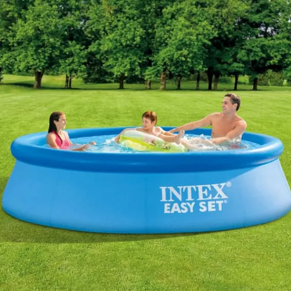 New Intex Rund Uppblåsbar Easy Set Pool - 305 x 76 cm - Blå - Ingår Tillbehör CB73 Pooler