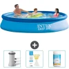 Clearance Intex Rund Uppblåsbar Easy Set Pool - 366 x 76 cm - Blå - Ingår Tillbehör CB73 Pooler