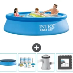 Sale Intex Rund Uppblåsbar Easy Set Pool - 305 x 76 cm - Blå - Ingår Tillbehör CB3 Pooler