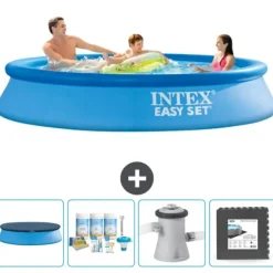 Intex Rund Uppblåsbar Easy Set Pool - 305 x 61 cm - Blå - Ingår Tillbehör CB3 Pooler