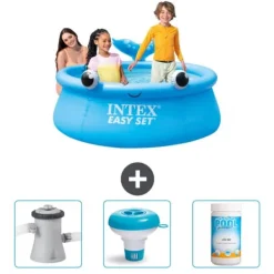 Clearance Intex Rund Uppblåsbar Easy Set Pool - 183 x 51 cm - Blå - Val - Ingår Tillbehör CB77 Pooler