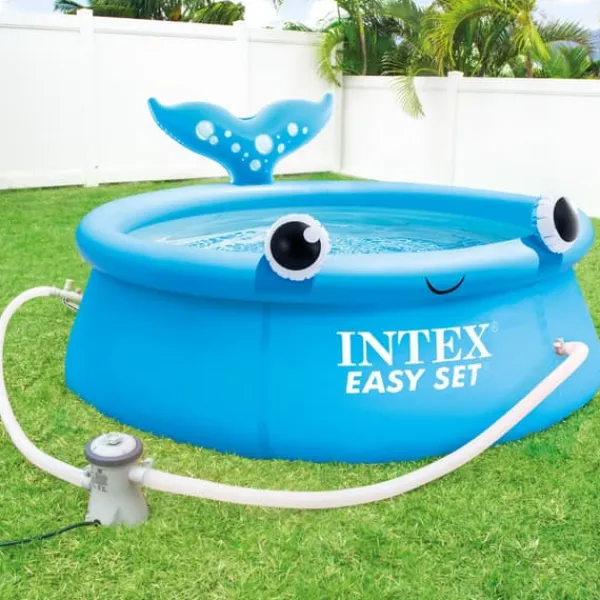 Clearance Intex Rund Uppblåsbar Easy Set Pool - 183 x 51 cm - Blå - Val - Ingår Tillbehör CB77 Pooler