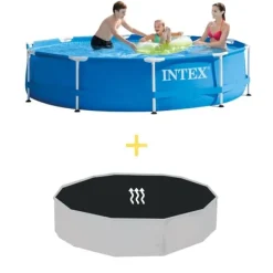 Clearance Intex simbassäng - Metallstomme - 305 x 76 cm - Inklusive solsegel Pooler
