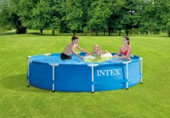 Clearance Intex simbassäng - Metallstomme - 305 x 76 cm - Inklusive solsegel Pooler