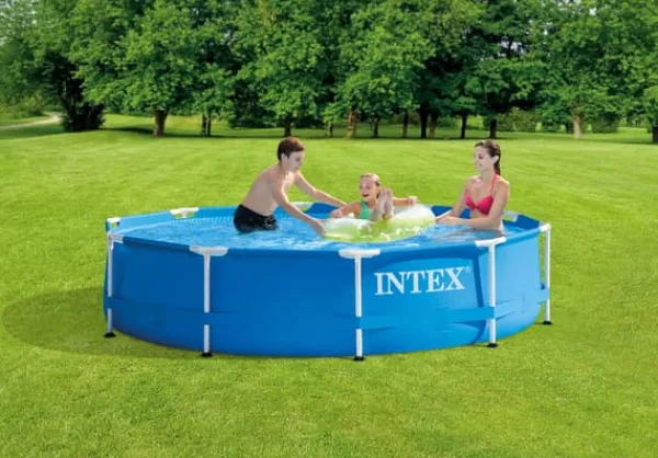Clearance Intex simbassäng - Metallstomme - 305 x 76 cm - Inklusive solsegel Pooler