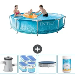 Outlet Intex simbassäng med rund ram - 305 x 76 cm - Vattentryck - Inklusive Tillbehör - CB87 Pooler